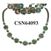 Colored Semi precious Stone Hematite Donut Charms Chain Choker Fashion Necklace